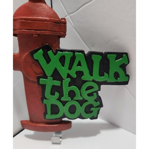 "Walk The Dog" Dog Leash/Keys/Trinkets Holder Wall Plaque Red Hydrant NIB - Picture 3 of 10